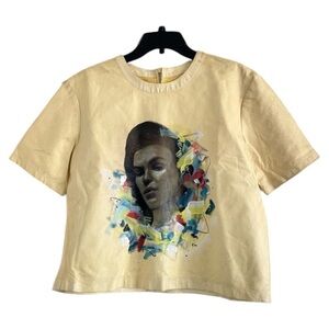 (NWT) ALEXANDRINO Women’s Yellow Luxury Lamb Leather Art By Evan Mendel‎ Shirt-L